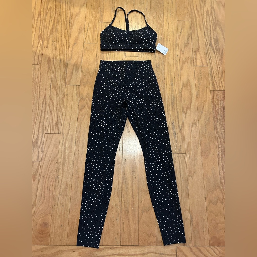 Lululemon align leggings and flow y bra heart scatter dot print set